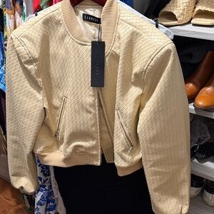 Lioness Beige Quilted Bomber Jacket